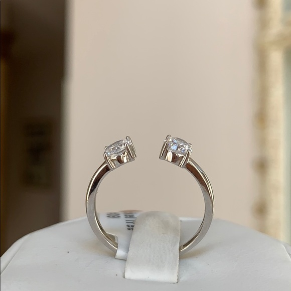 Sterling Silver Cuff Cubic zirconia Ring Band - Picture 3 of 8